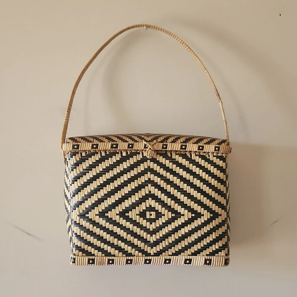Anthropologie Wicker woven geometric handbag - Picture 2 of 9
